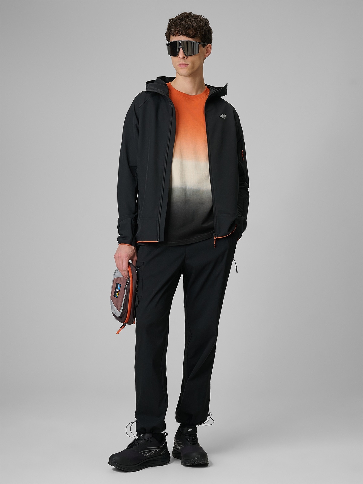 4F Pánské Černé Ripstopové Trekové Kalhoty