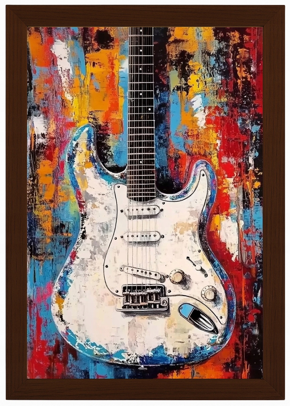 Rámeček Plakát Dřevěný Abstrakční Hudba Elektrická Kytara Rock 40x60