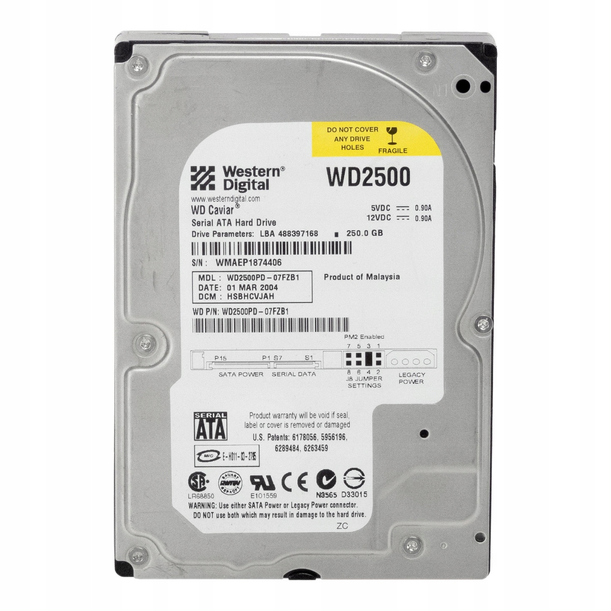 Wd Caviar 250GB 7.2K 8MB Sata 3.5'' WD2500PD-07FZB1