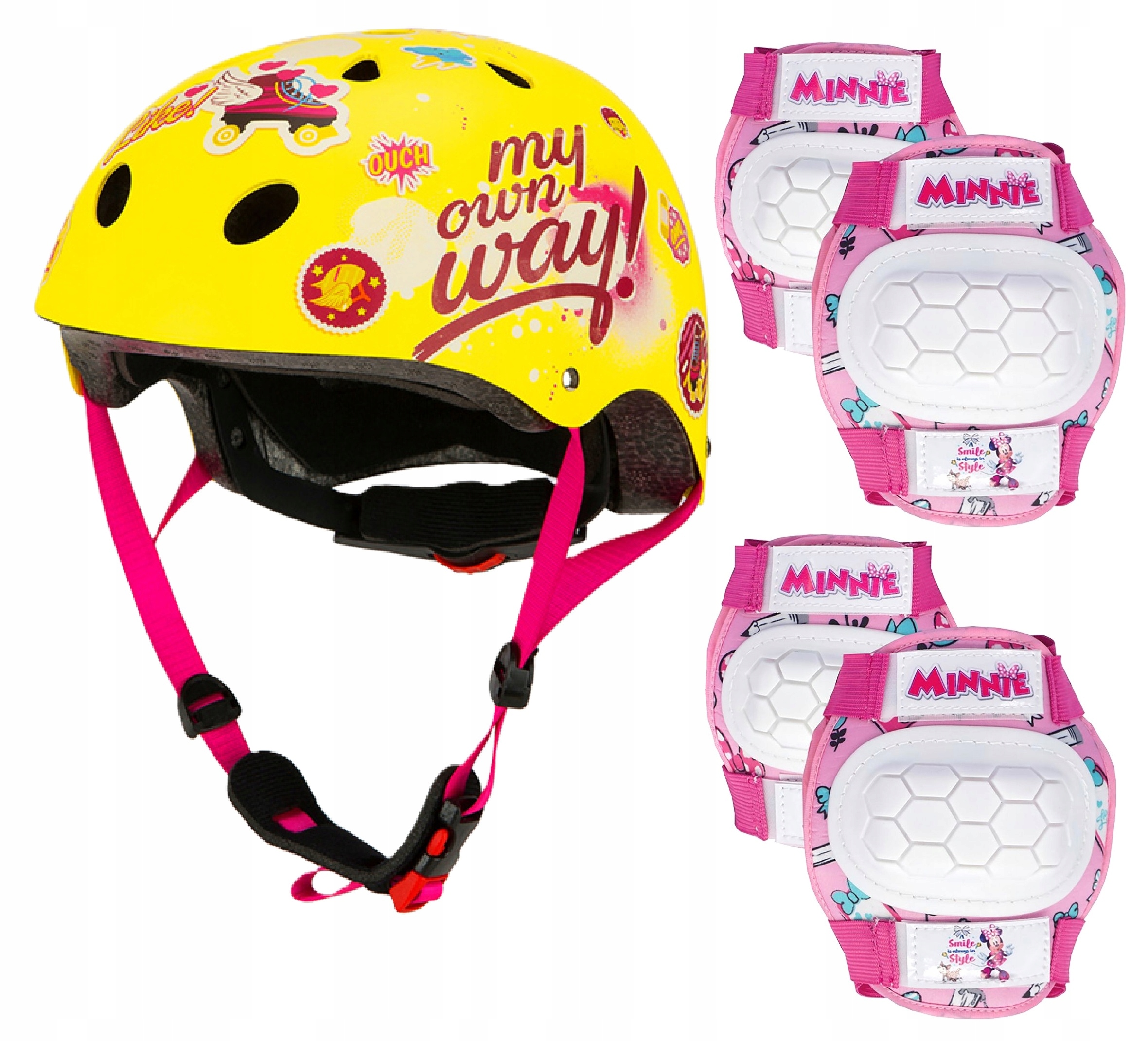 4x Ochraniacz Minnie Kask na rower hulajnogę rolki wrotki mocny 52-56 cm
