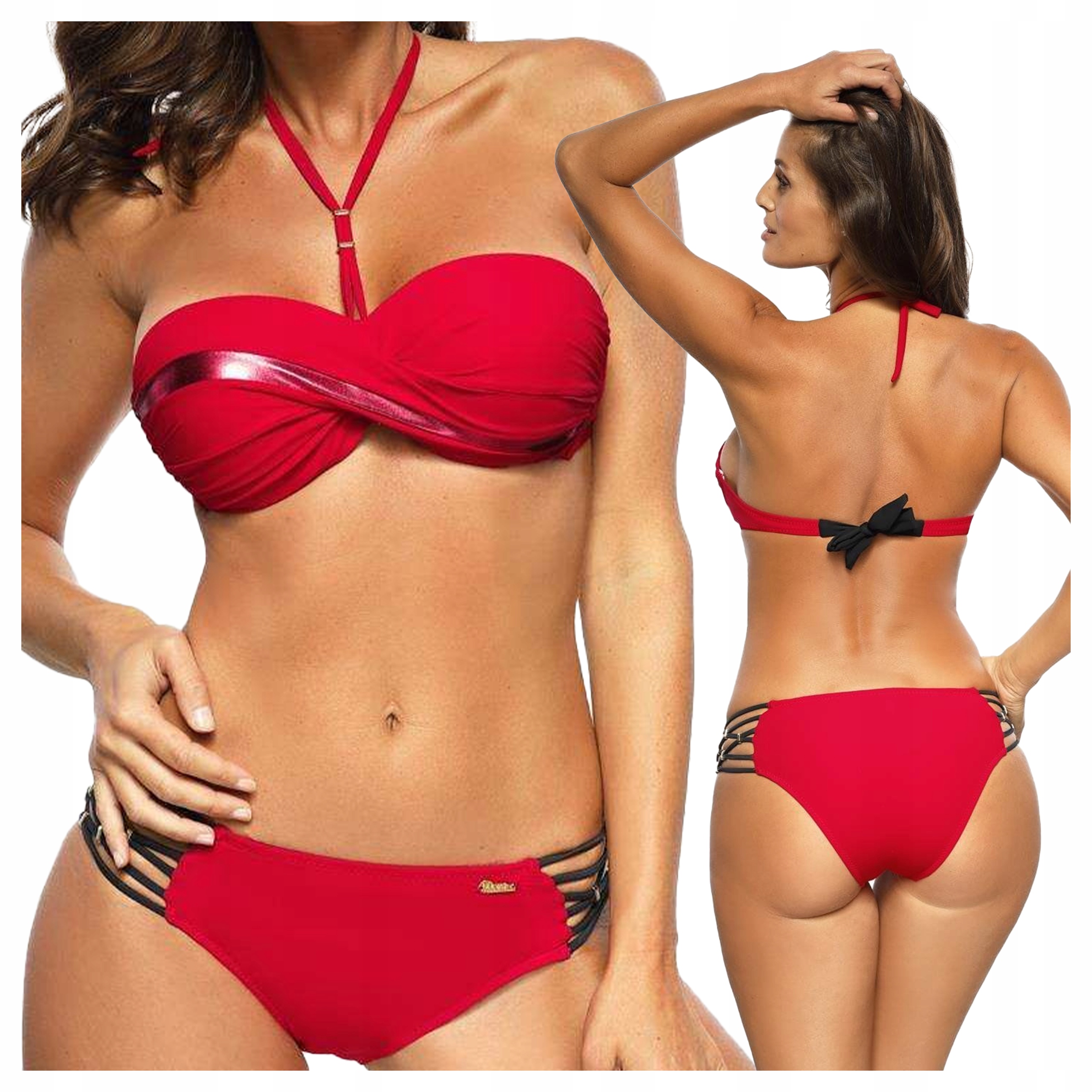 Koupací kostým s vázáním 2cz Ofelia Cocinella M-559 (11) L Červený