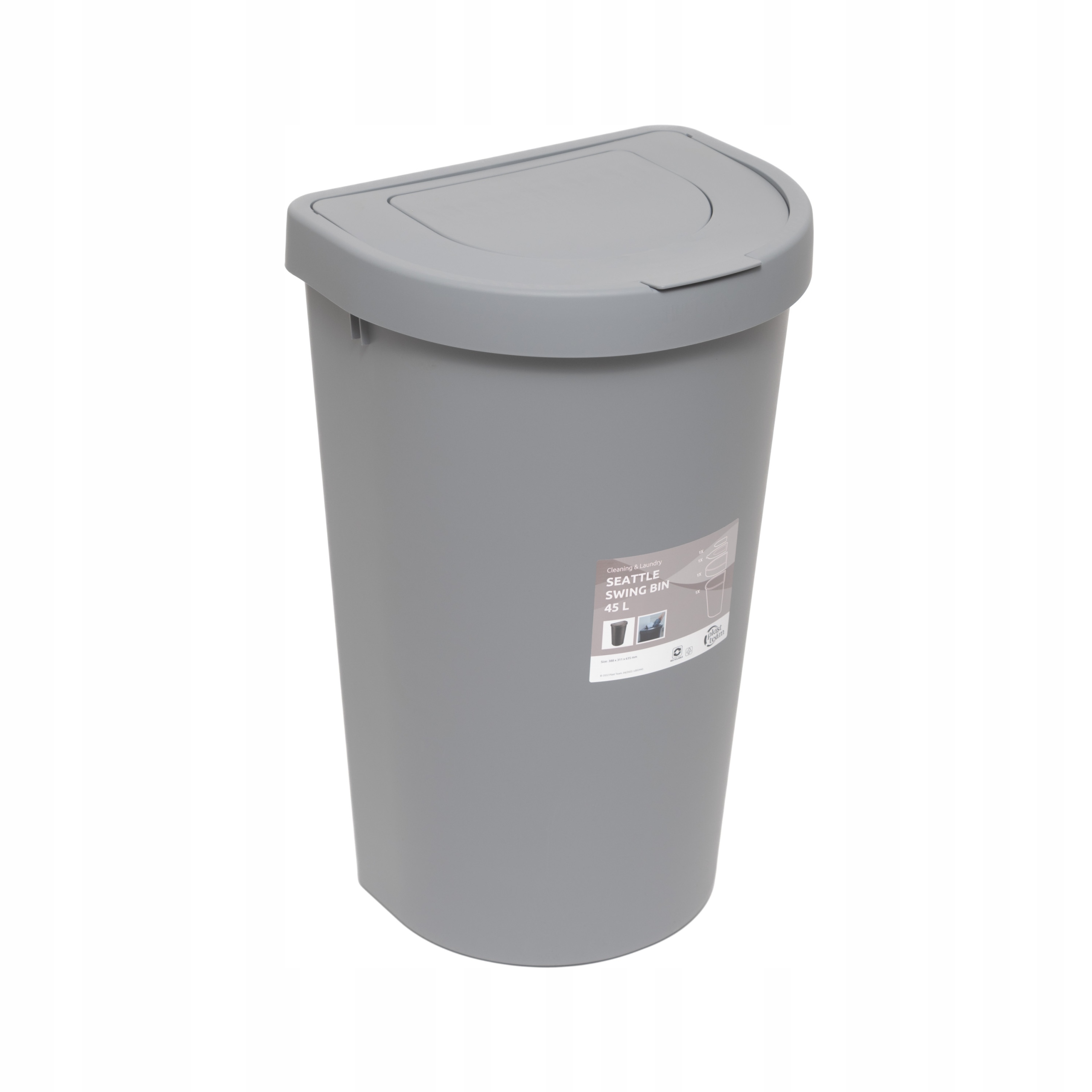 Levně Velký Odpadkový Koš 45L Výklopný Kryt Šedý
