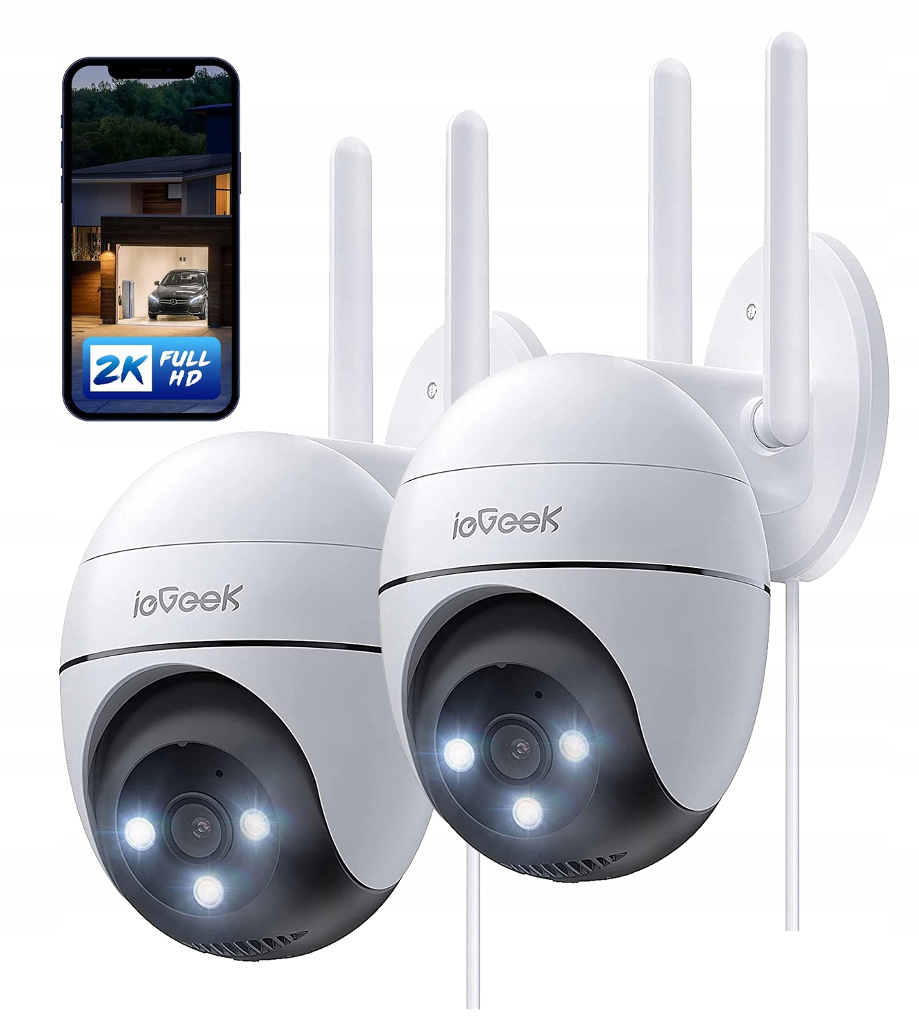 Kamera Wifi Ip Smart Venkovní Otočná 3MPx 4xZOOM s Nahráváním 24/7 2ks