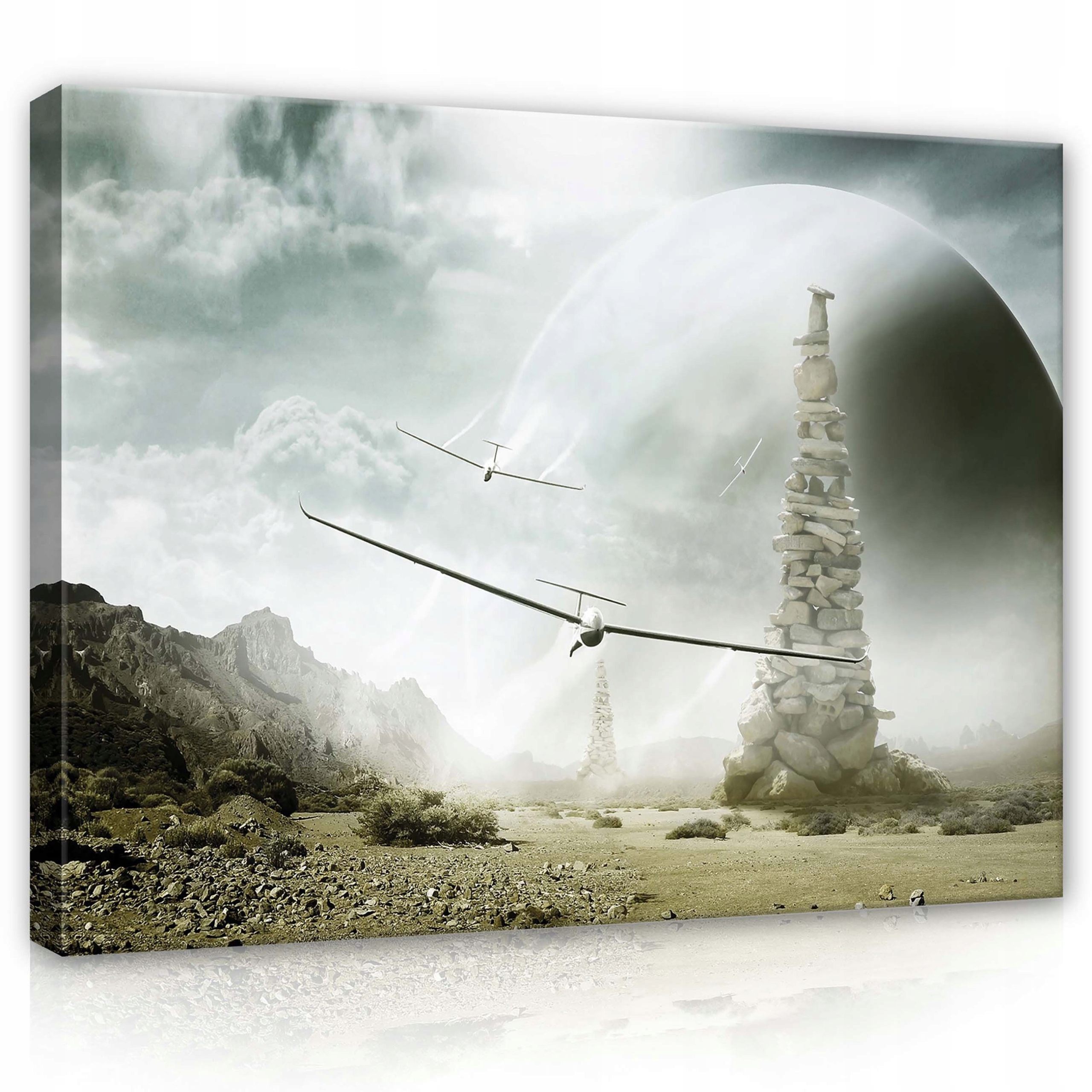 Obraz 100x75 Fantastická krajina surrealismus planety věž vesmír