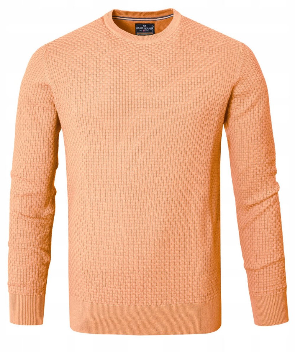 Lehký, pánský bavlněný svetr Pako Jeans broskvový XL