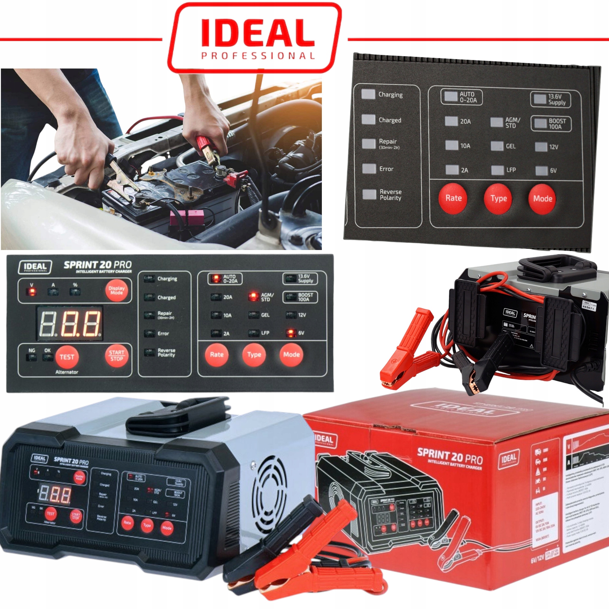 Usmerňovač S Rozbehom Sprint 20 Pro WET/AGM/Lithium 6/12V 20A Ideal