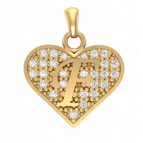 

Złoty Wisiorek Serce Z Literą F Pr. 333 Serduszko