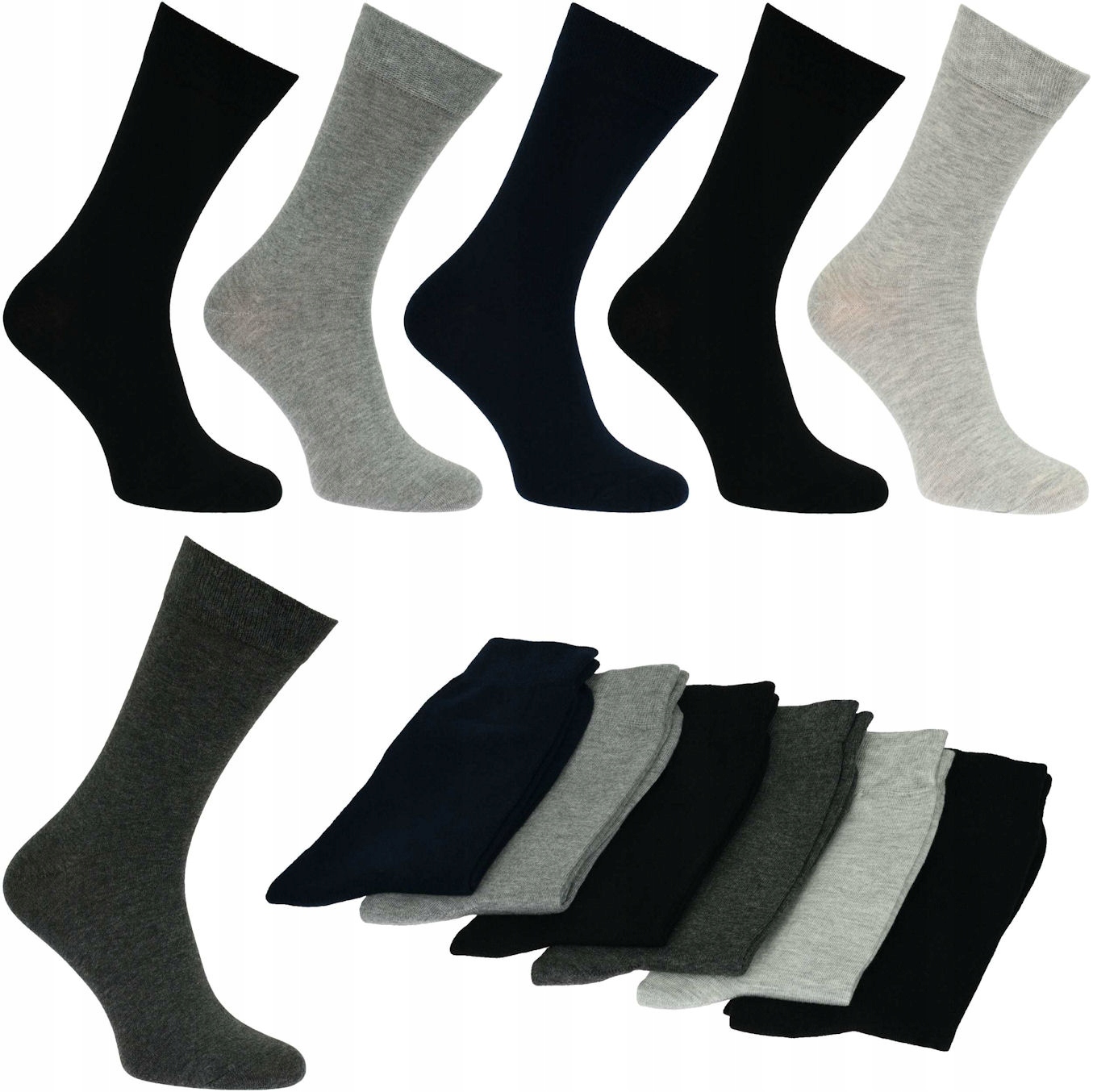 6 PAR SKARPETY MĘSKIE DŁUGIE ELEGANCKIE BAWEŁNIANE