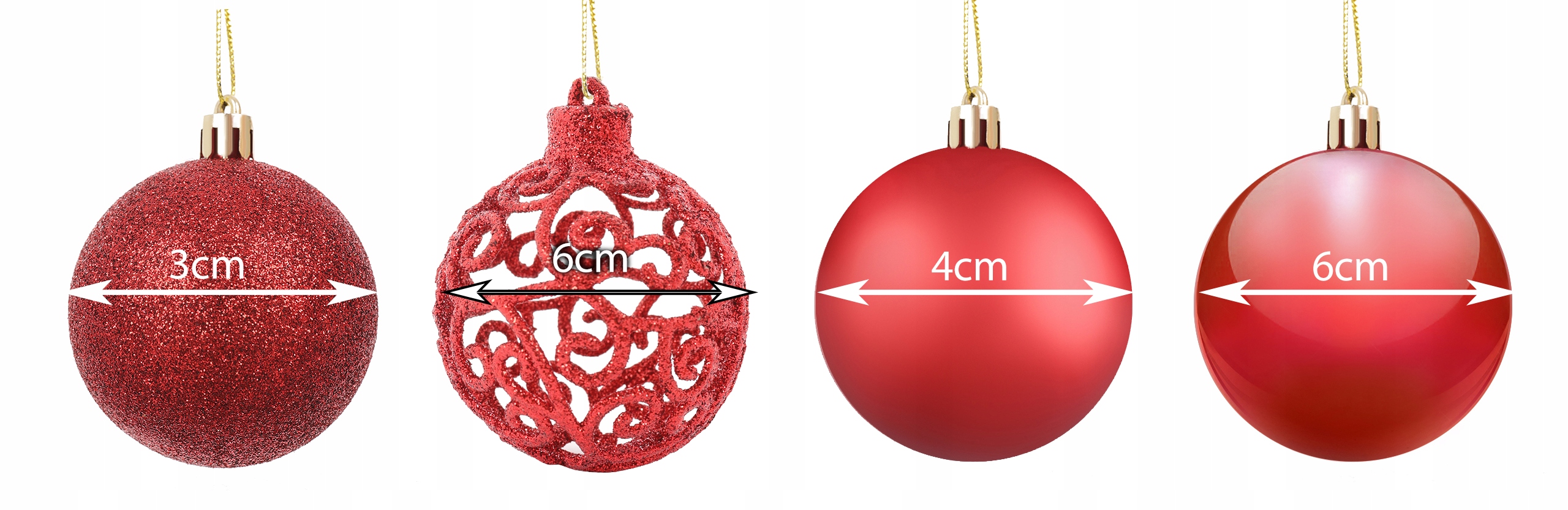 bombki choinkowe zestaw 100 szt + gwiazda czerwone 11431 — 3