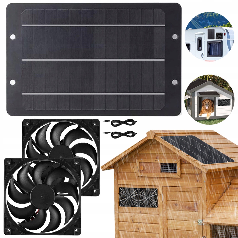 Zewnętrzny Panel Solarny Wentylator 12V 10W Podwójny Wydech Wodoodporny