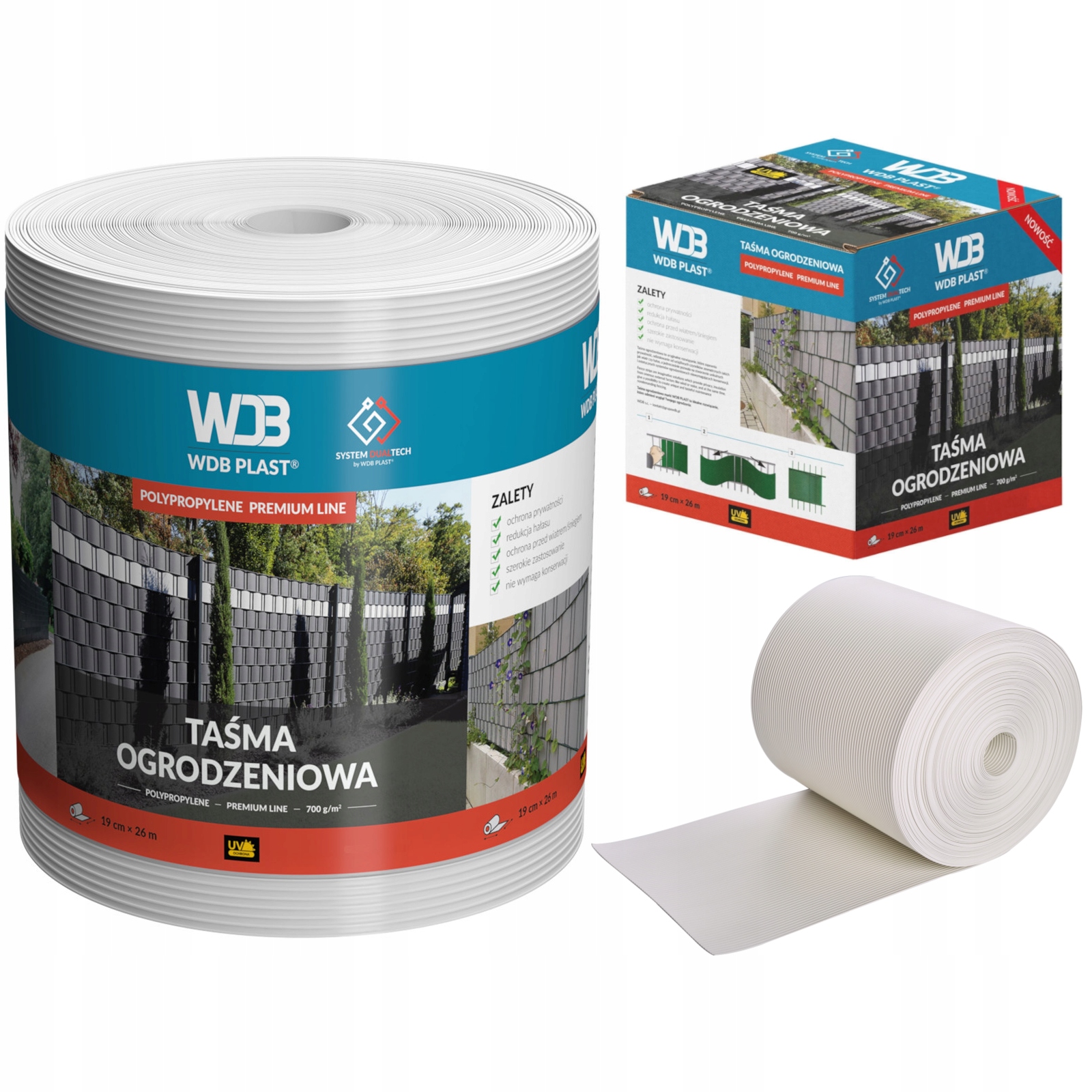 Taśma Ogrodzeniowa Premium Biała 19cmx26m Osłona Ogrodzenie Panelowe Płot