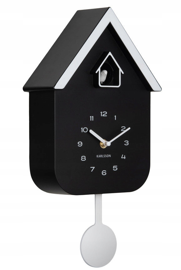 Černý Klasický Moderní Hodinový Stroj S Kukačkou A Kyvadlem Karlsson KA6081BK