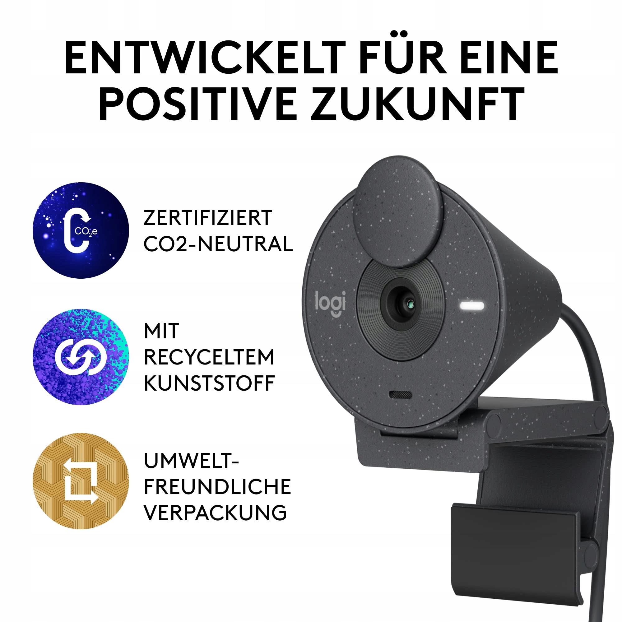 LOGITECH Brio 300 Kamera Full HD Mikrofon USB-C Zoom Teams Meet Graphit — miniatura 9