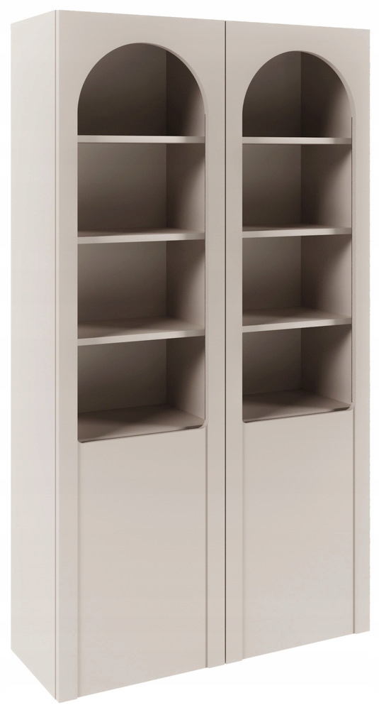 Dvoudveřová vitrína Arkadia s frézami a skleněnými čely 100 cm, kašmír