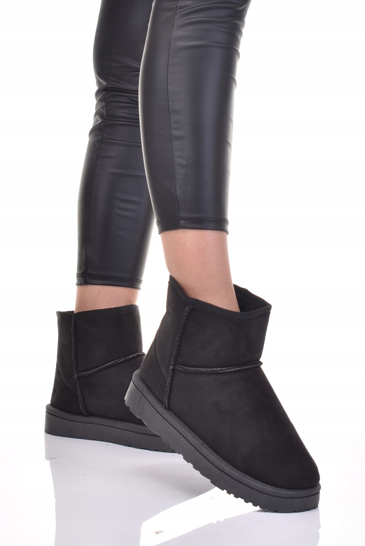 MODNE DAMSKIE BOTKI ZAMSZOWE Z FUTERKIEM CIEPŁE WSUWANE NA JESIEŃ ZIMĘ Marka inna