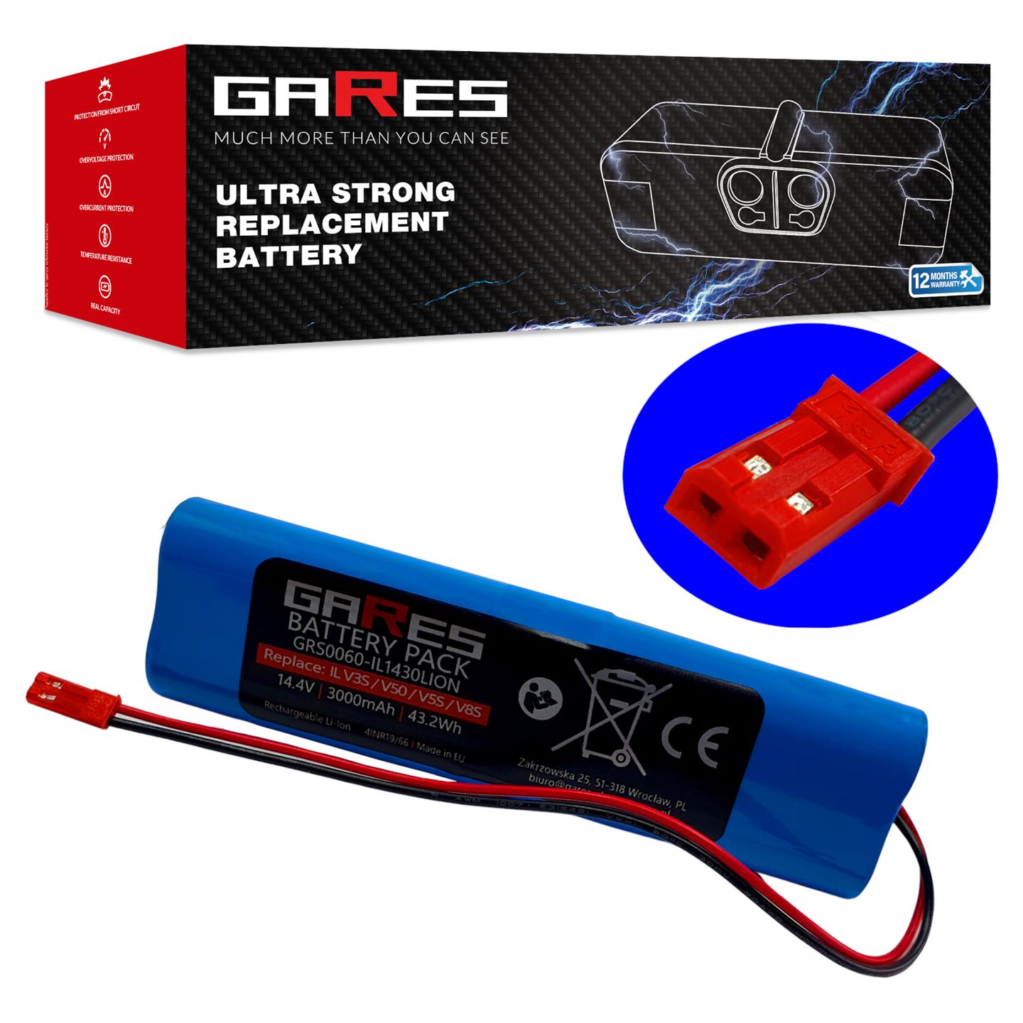 Akumulátor Gares pro Zaco V5x V5s Pro V3 V40 V80 V85 14,4V 3,0Ah