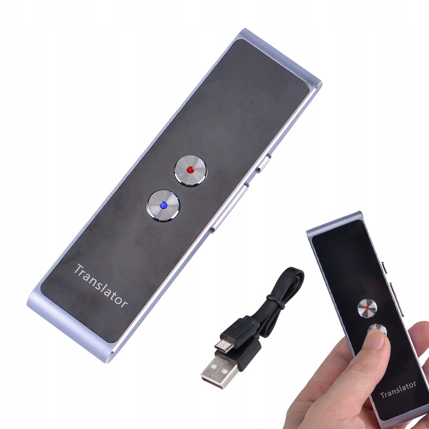 Elektronický Překladač Řeči Jazyk 30+ Jazyků Stříbrnošedý