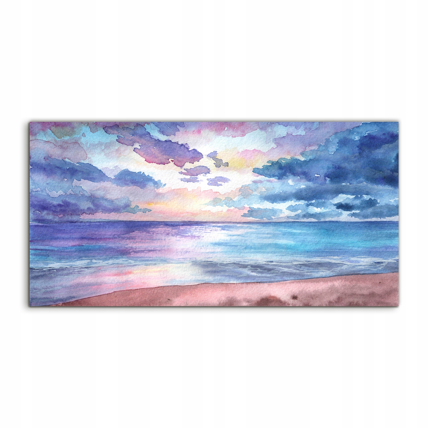 Akrylový obraz 120x60 s grafikou Akvarely Pláž Voda