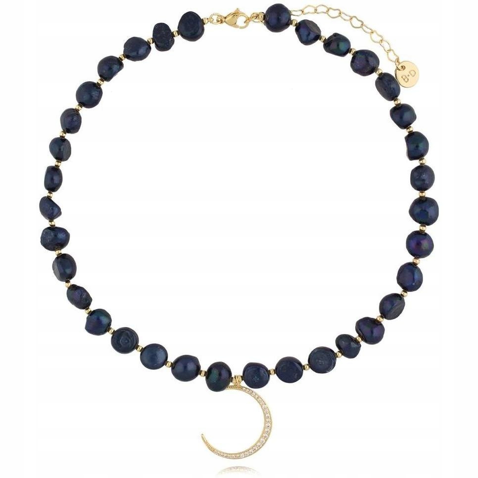 Náhrdelník By Dziubeka modrý měsíc, chovná perla, 44 cm