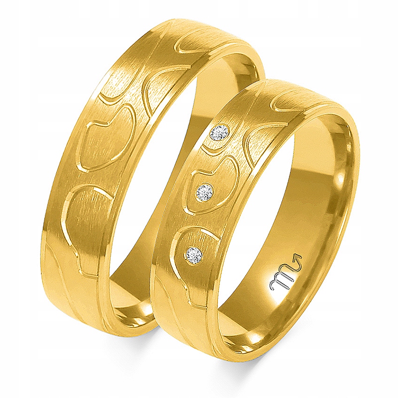 Zlaté 585 Prsteny 5,5 mm Čočka Zirkony Gravírování