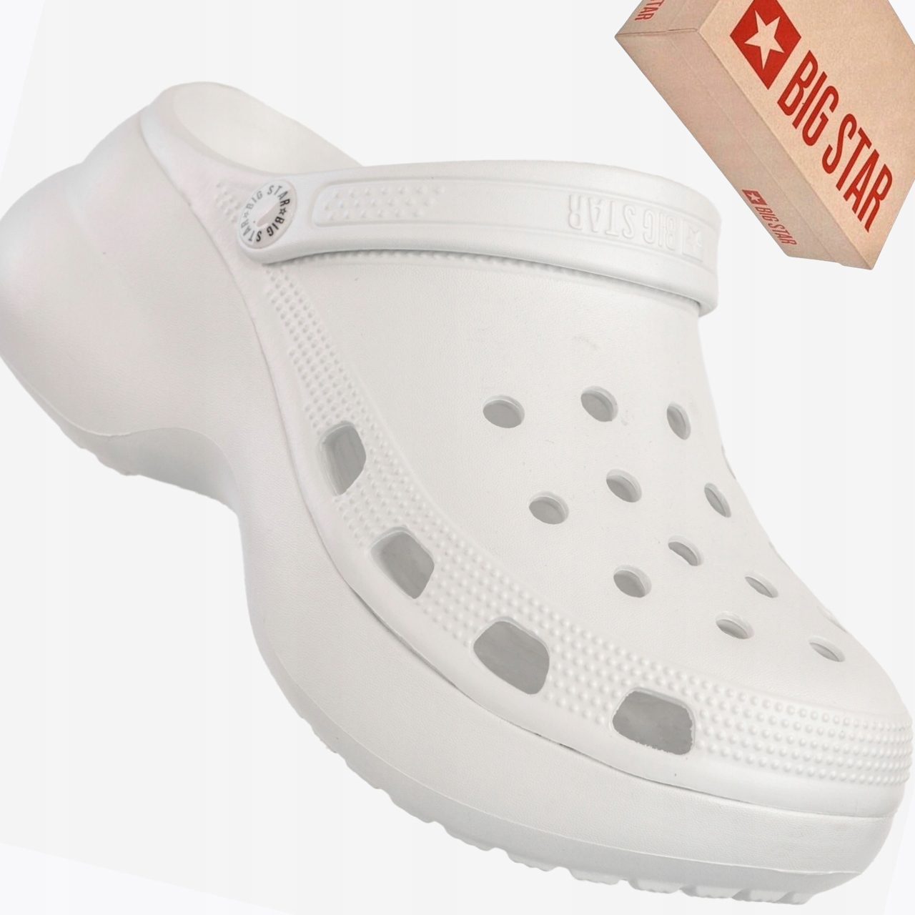 Big Star RR274A119 damskie chodaki piankowe białe 7 cm platforma