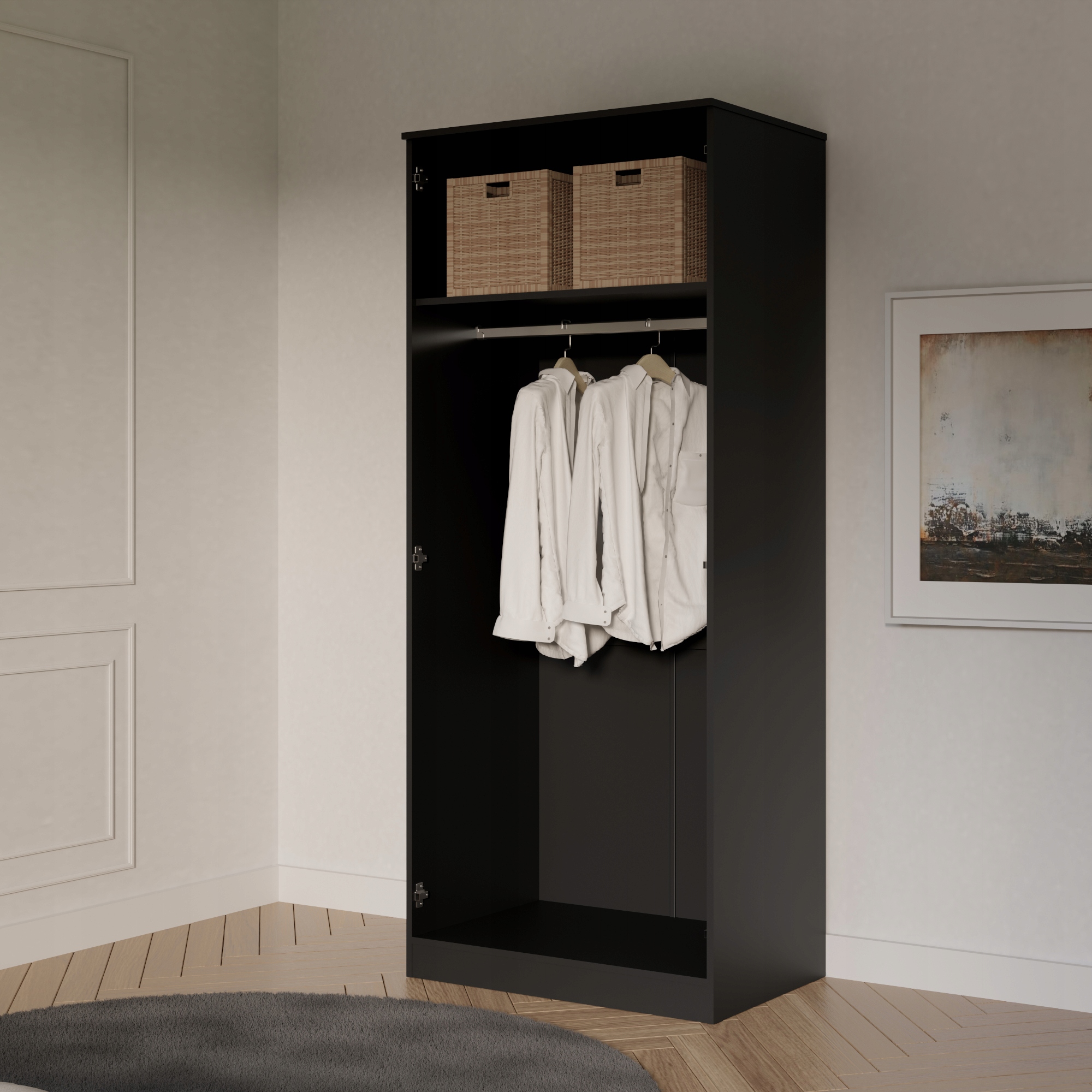 Szafa uchylna z lustrem Monza 2D 80 Czarna