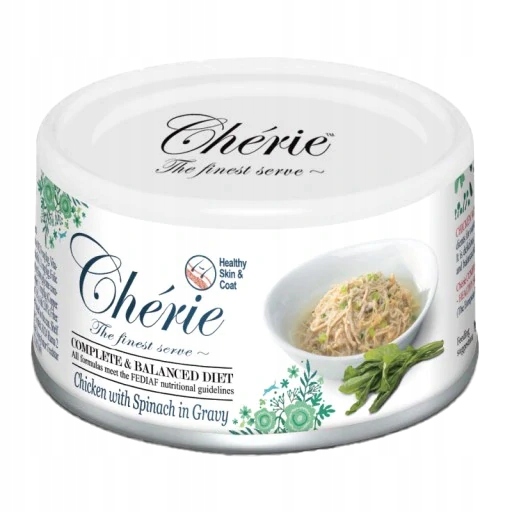 Levně Chérie Premium mokré krmivo pro kočky adult Kuřecí špenát 12x80 g