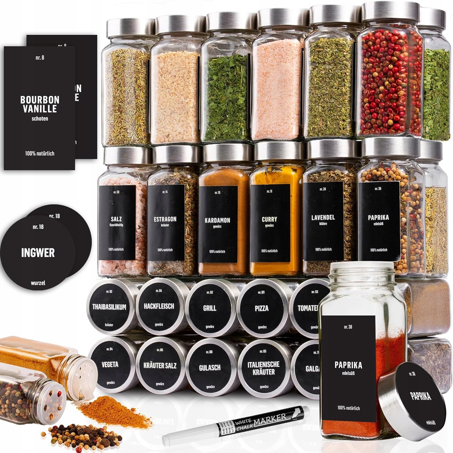 Skleněné Skleničky Kitchenne Hermetické Průhledné Sada 36 Kusů