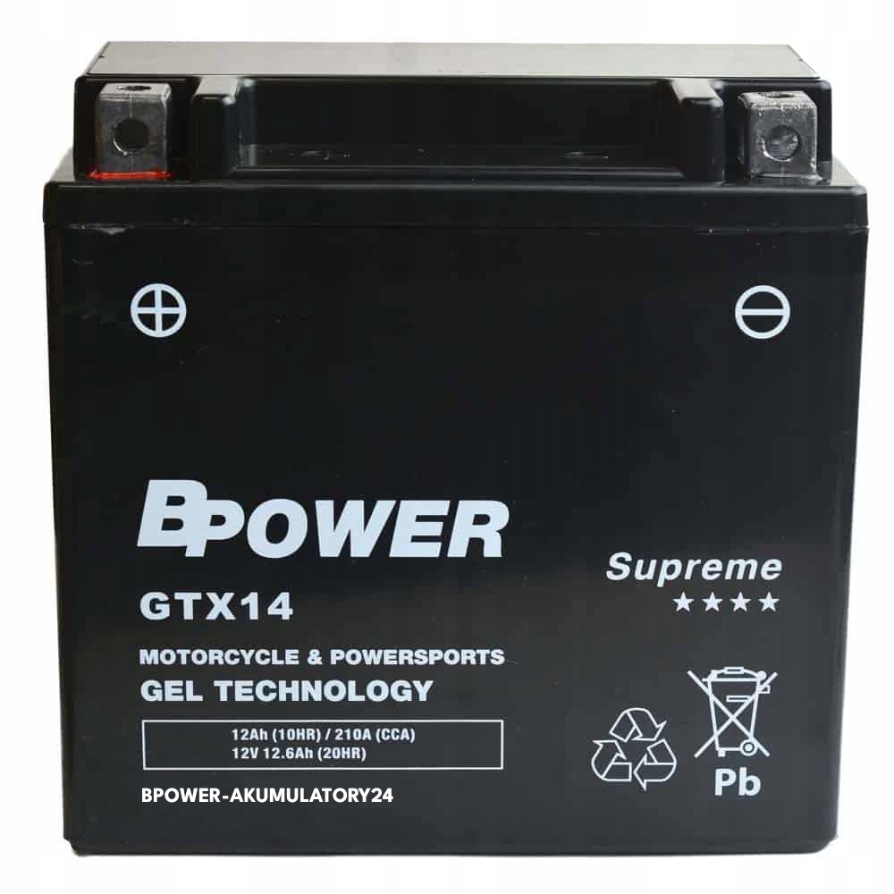 BPower Supreme Gel GTX14 12V 12,6Ah 210A YTX14 ETX14