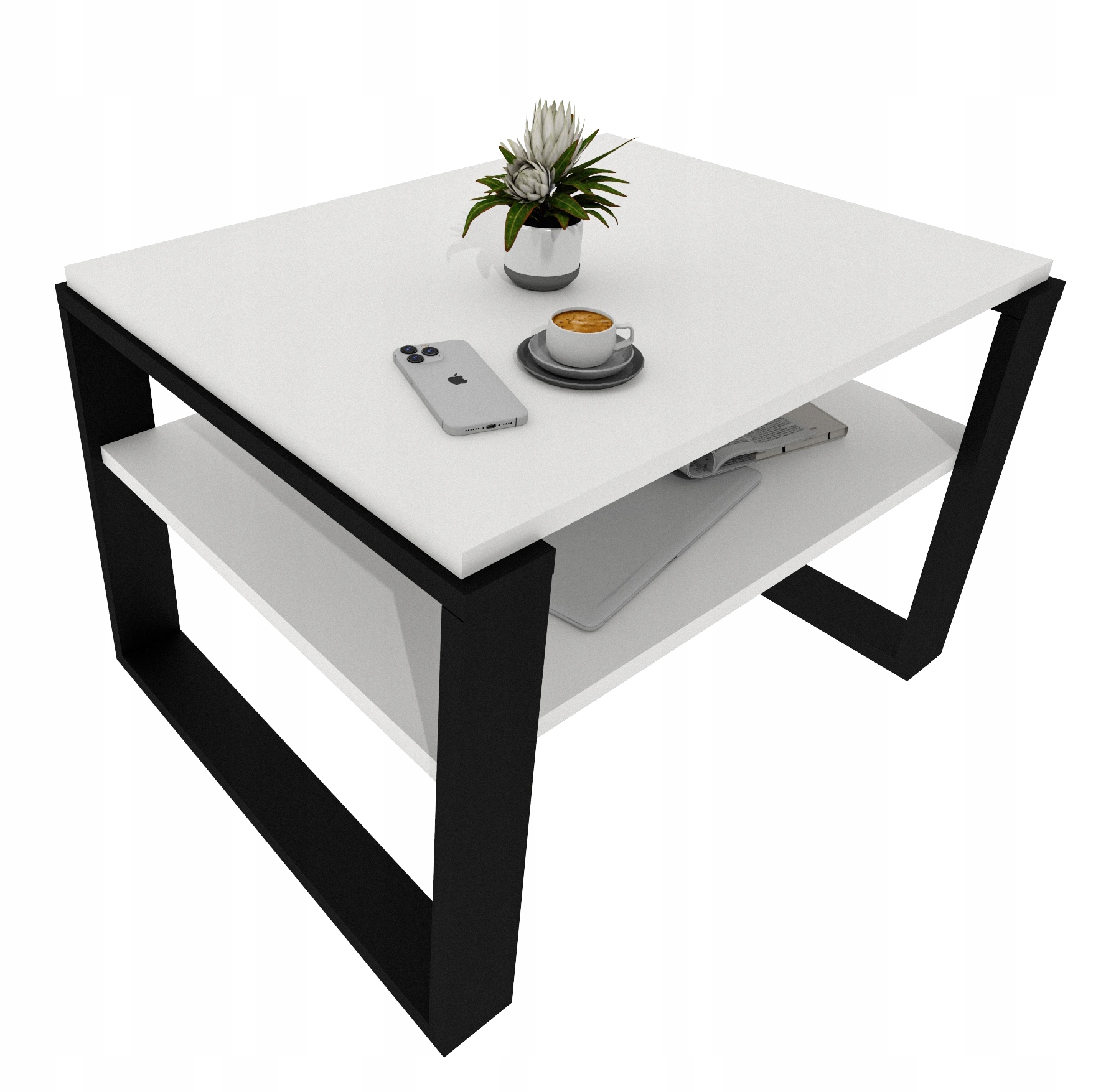 Konferenční stolek lavice stůl retro loft obývací pokoj pracovna bílá nohy černé