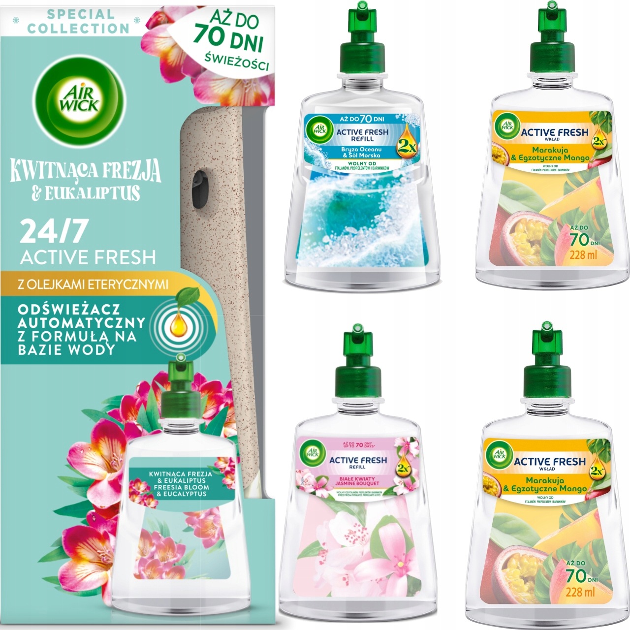 Air Wick Active Fresh Elektrický osvěžovač vzduchu 4 náhradní náplně