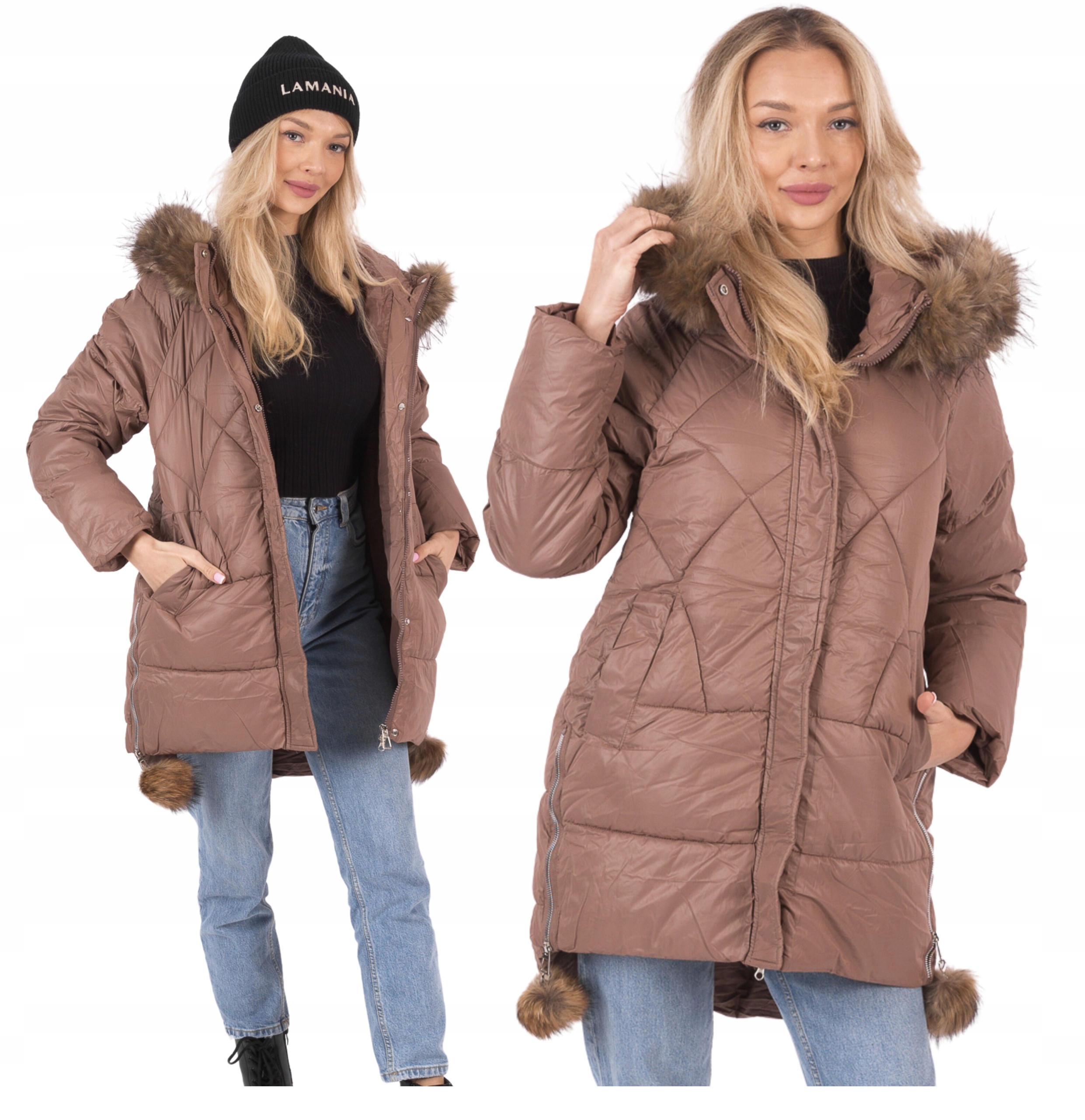 Dámská Prošívaná Asymetrická Zimní Přechodová Bunda Kapuce L