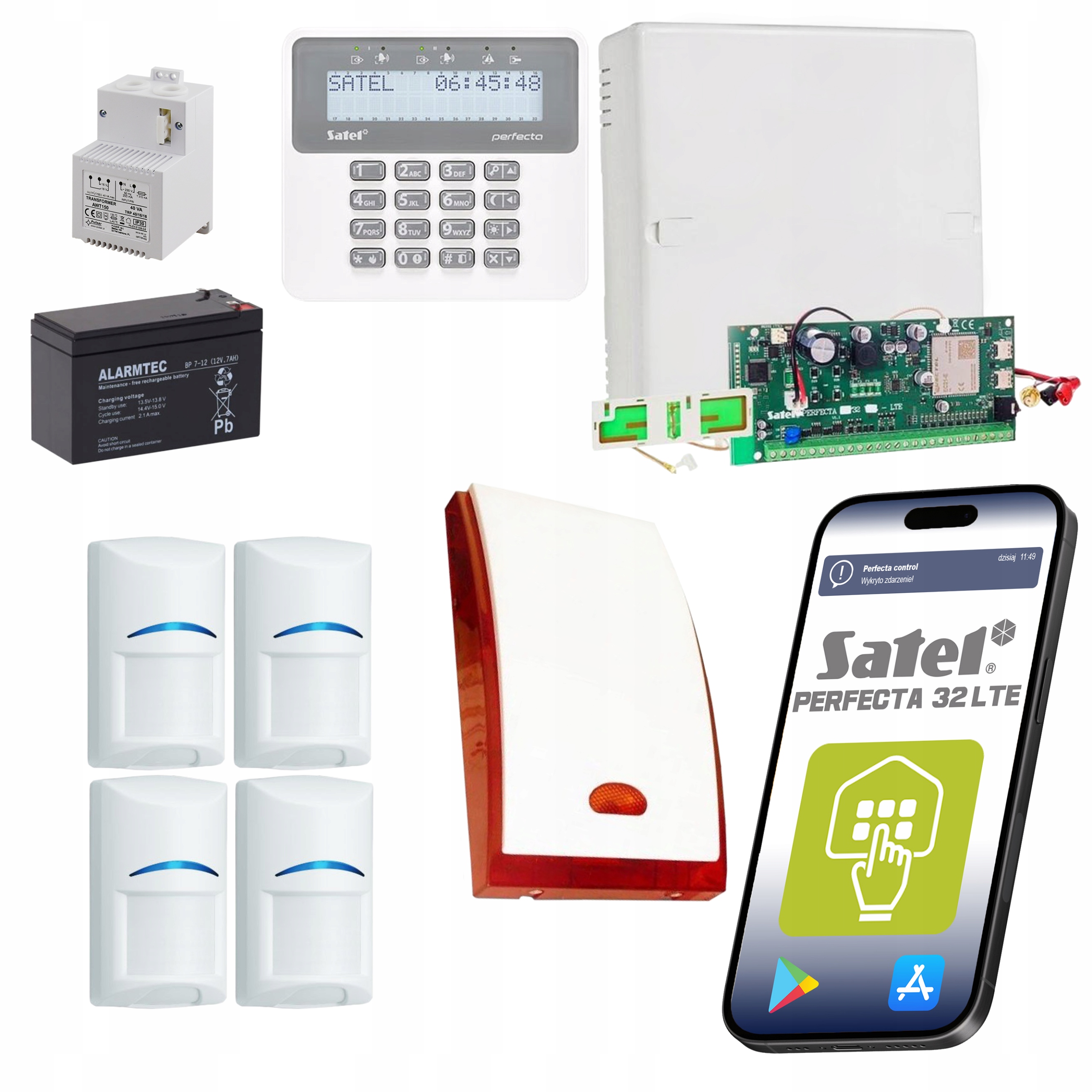 System Alarmowy Satel Perfecta 32 Lte Prf-lcd 4 Czujki Bosch