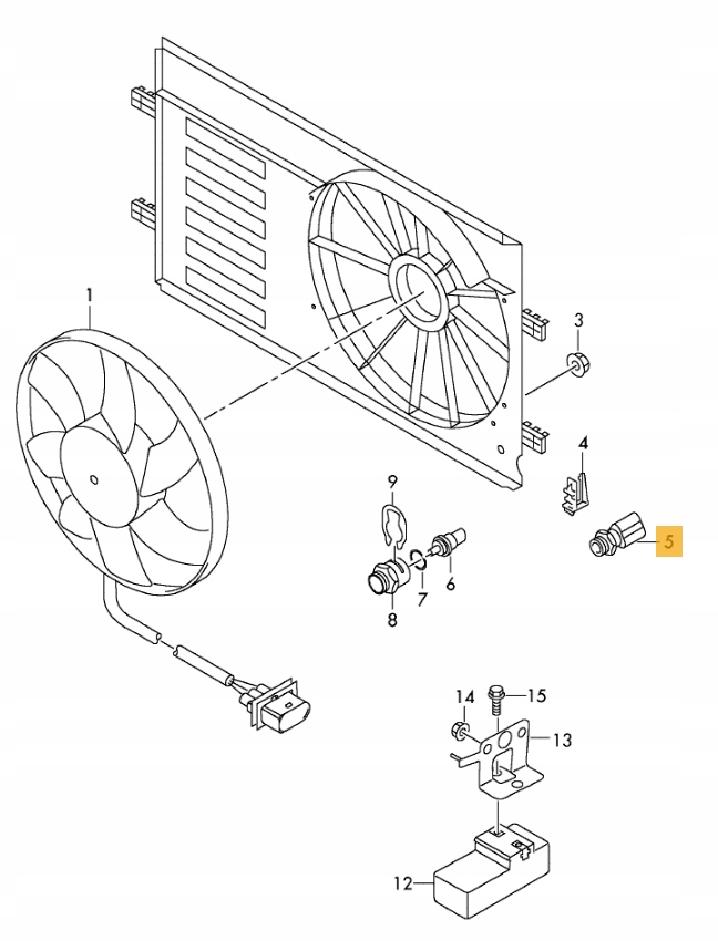 CZUJNIK WŁĄCZNIK TERMICZNY WENTYLATORA CHŁODNICY VW TOURAN TOUAREG 2004-.. Numer katalogowy części B13129