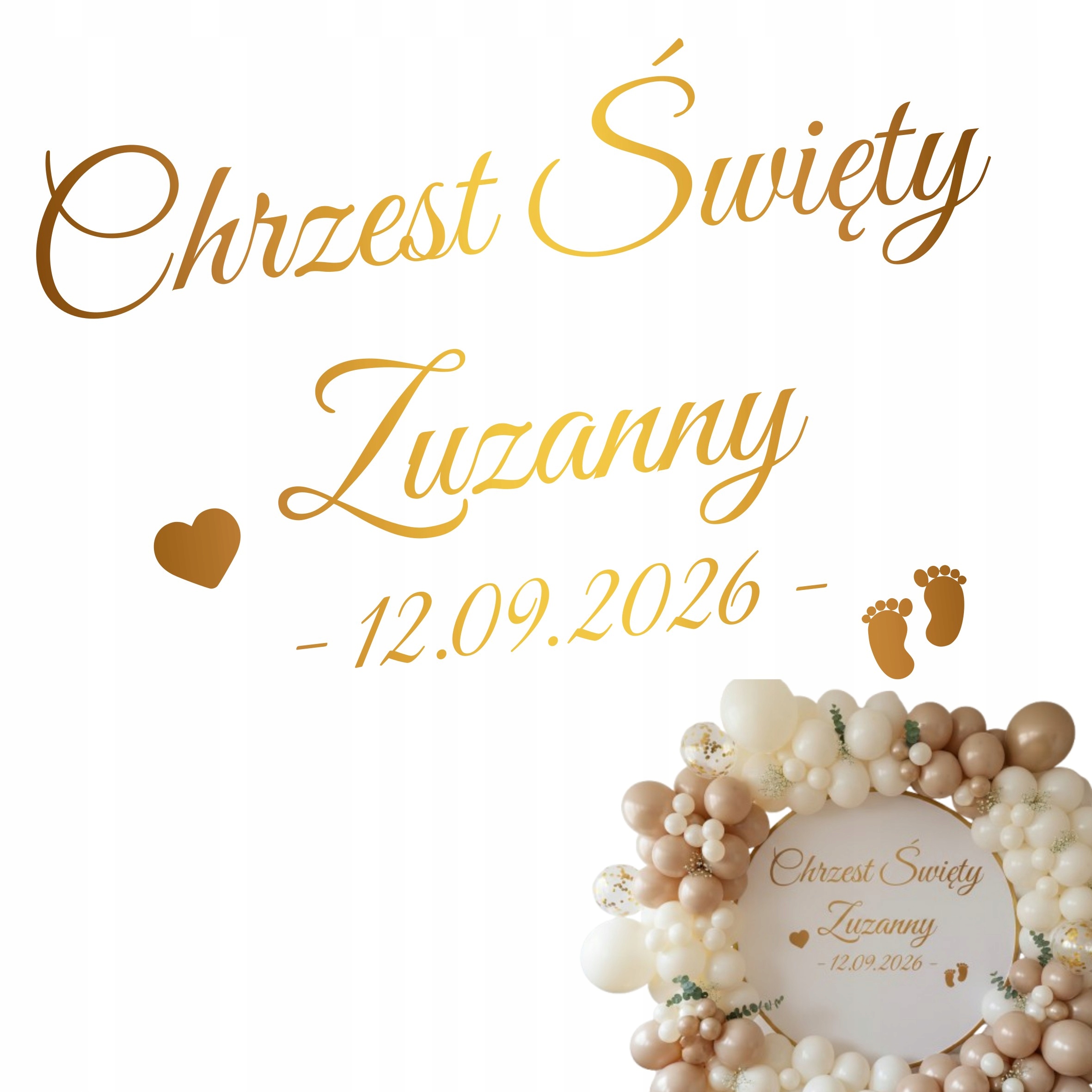 NAKLEJKA NAPIS NA ŚCIANKĘ BALON LUSTRO IMIĘ DATA URODZINY ŚLUB ROCZNICA