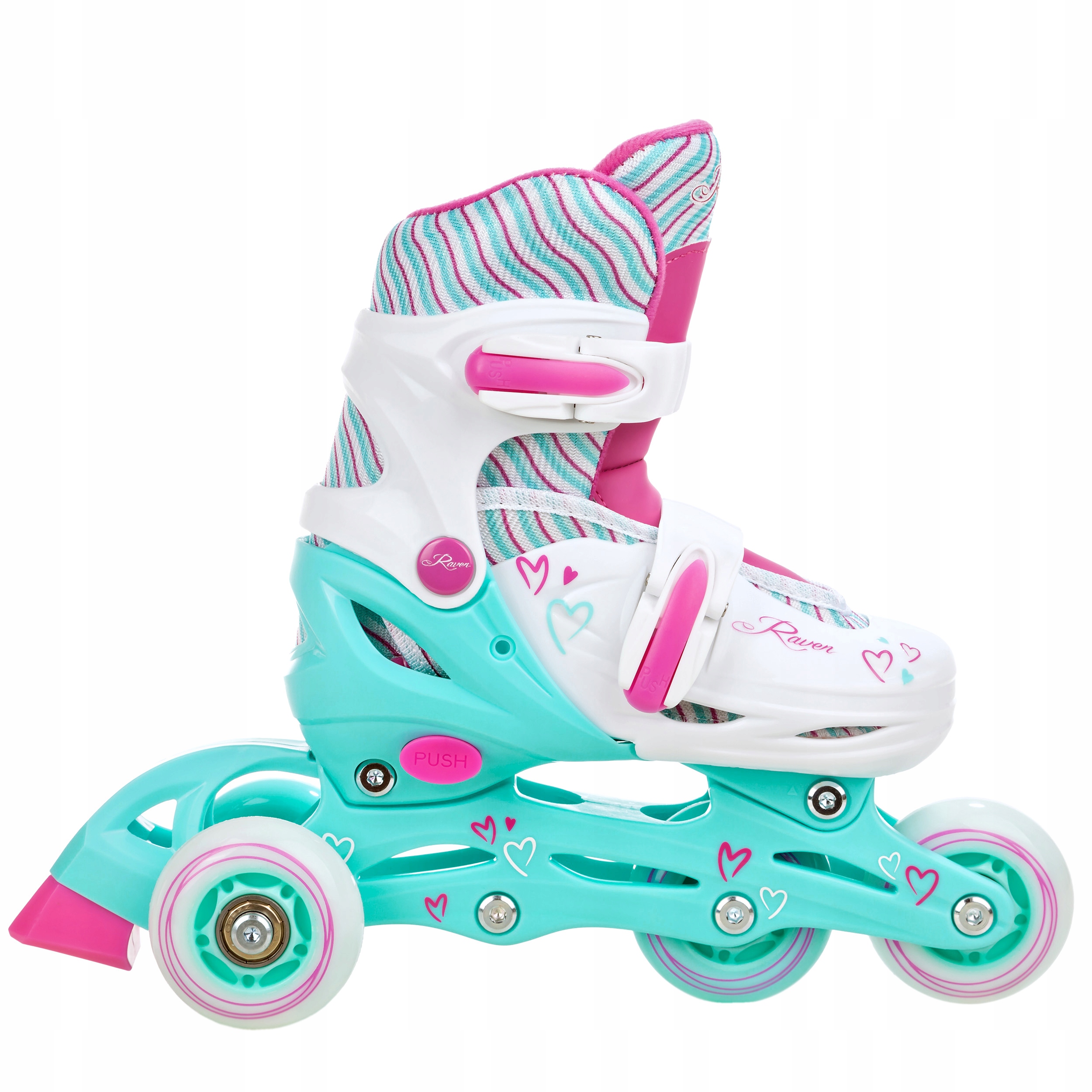 Rolki Łyżwy Wrotki Regulowane 4w1 RAVEN Loret 30-33 Kółka LED Rozmiar 30-33