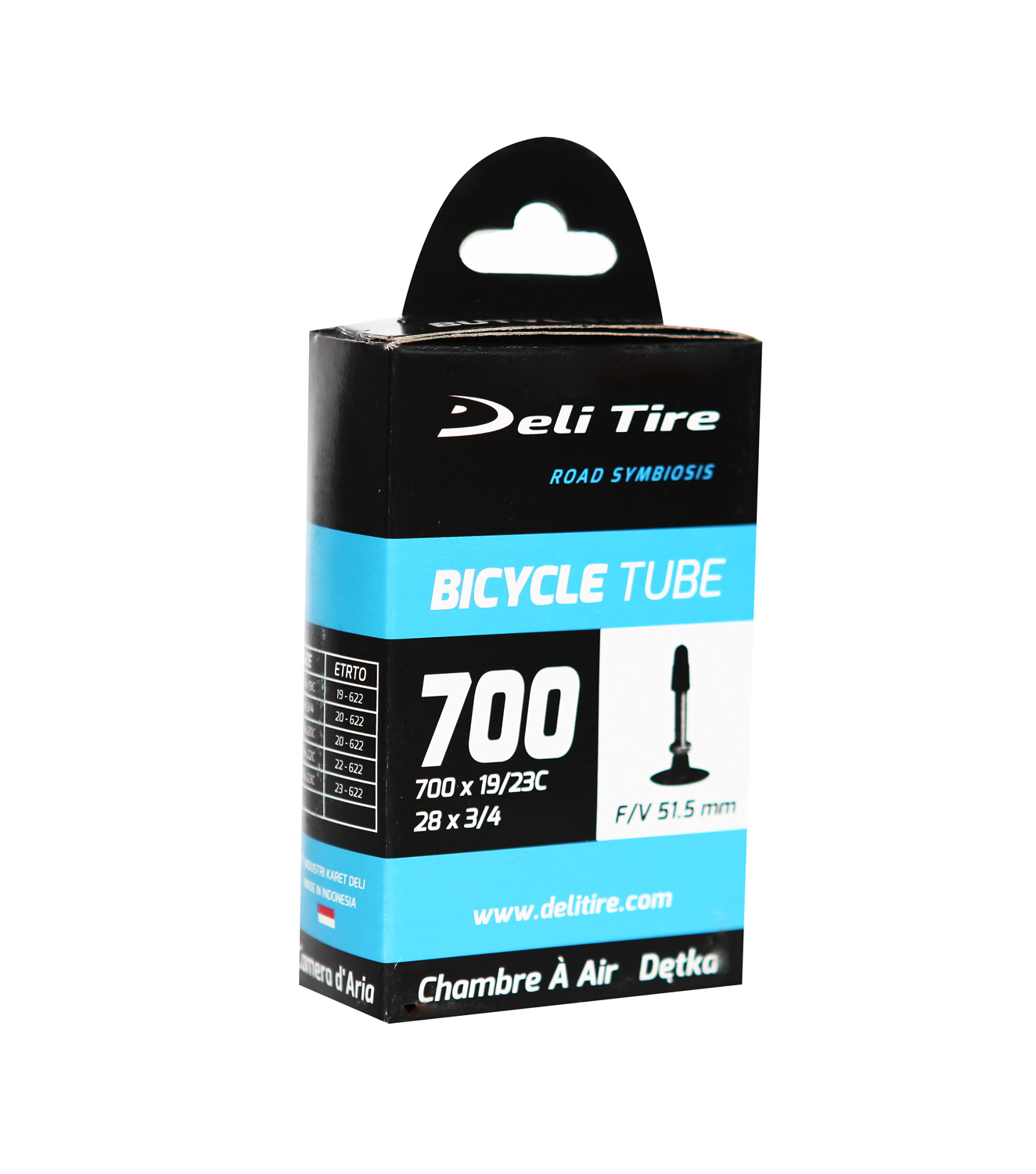

Dętka rowerowa Deli Tire 700x19/23C presta 51,5 mm