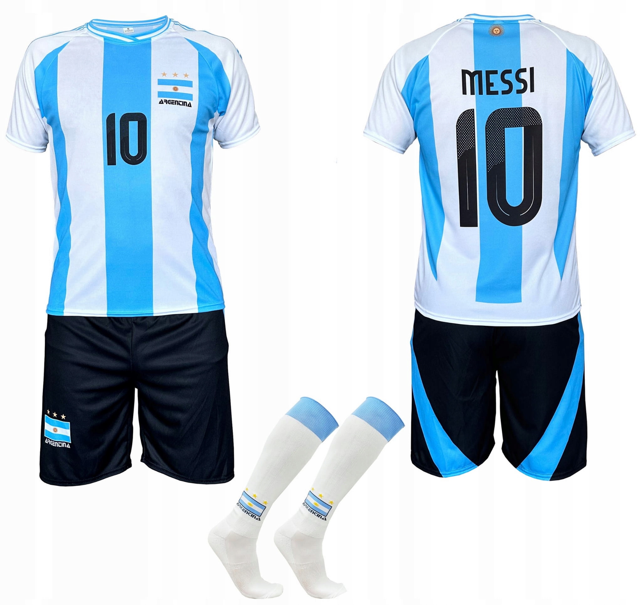 Messi Argentyna strój komplet piłkarski sportowy getry 128