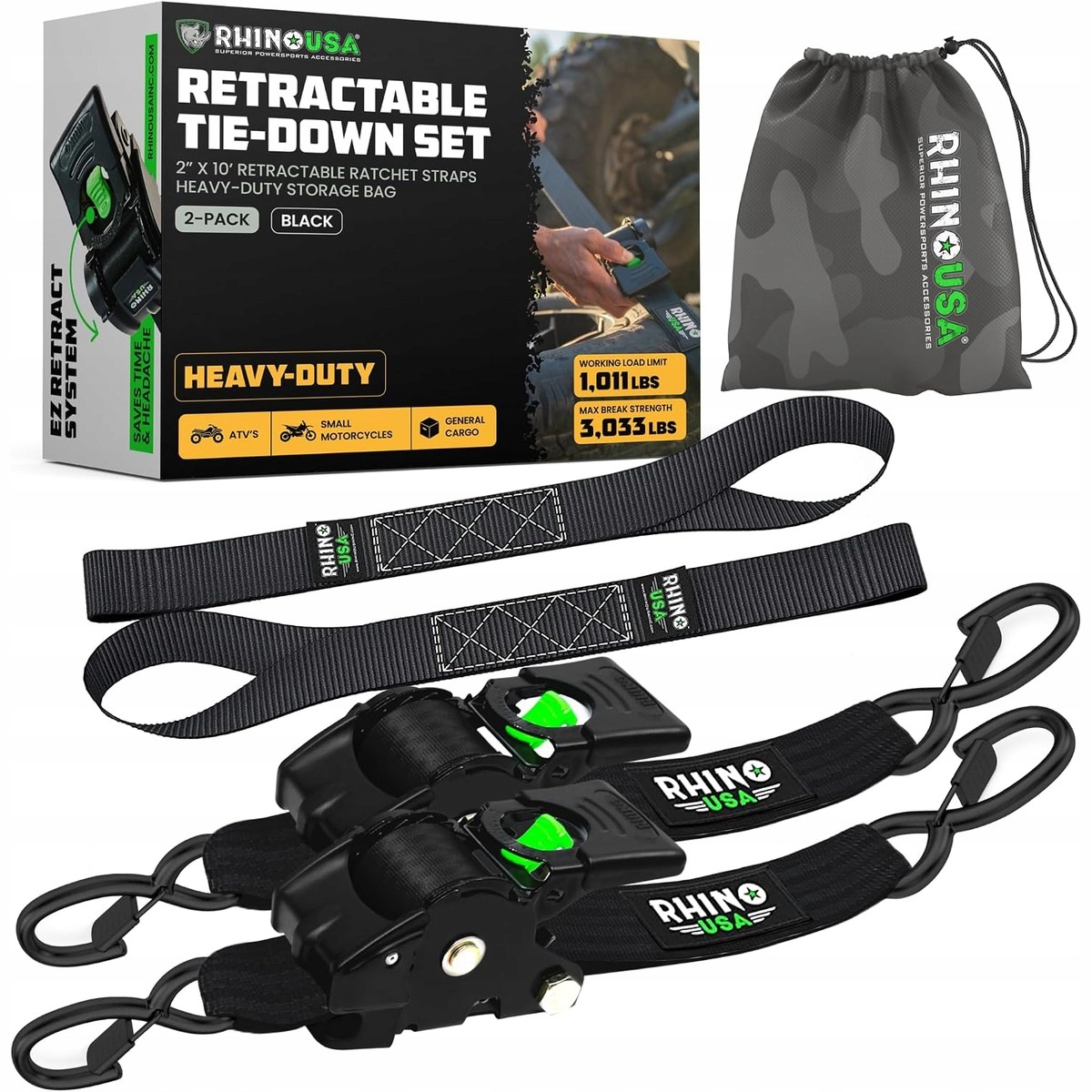 2 x Pasy Mocujące z Mechanizmem Zapadkowym Rhino Usa do 1360 Kg 3m