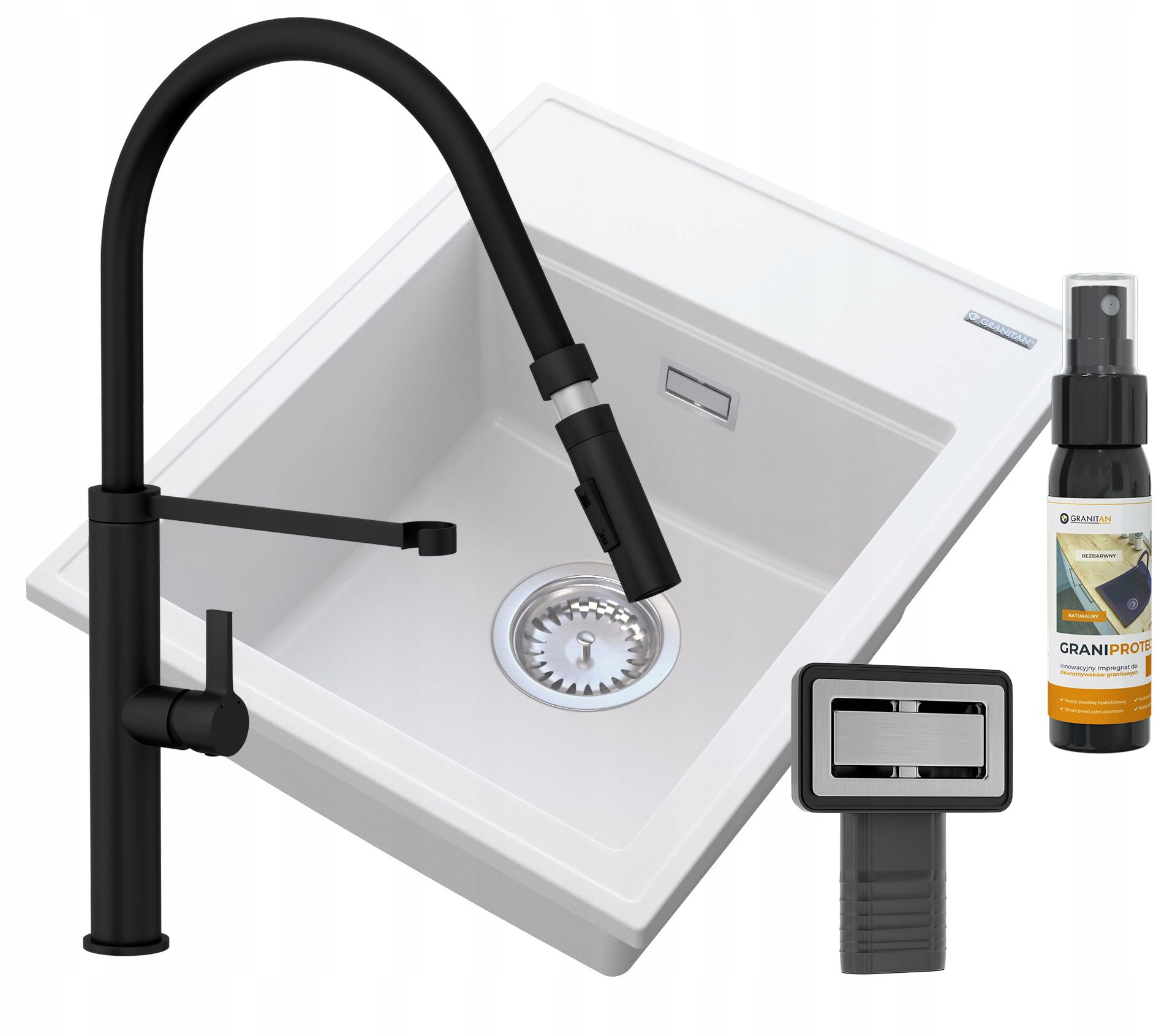 Biely Granitový Drez, Sada Kohútikov Do Kuchyne Alor