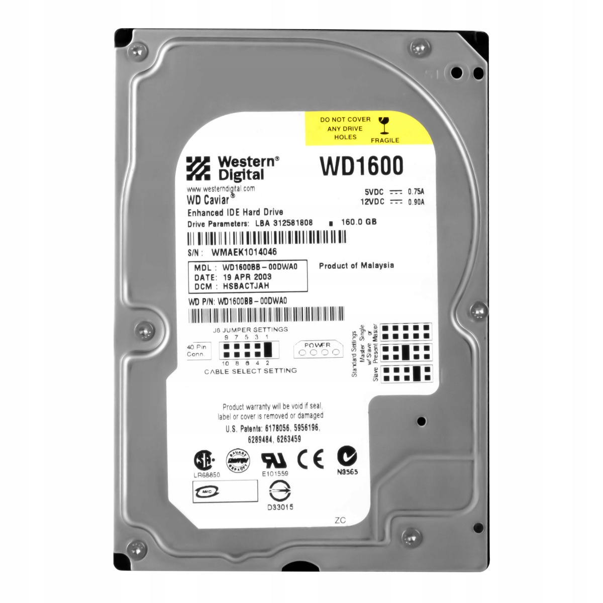 Wd Caviar 160GB 7.2K 2MB Ata 3.5'' WD1600BB-00DWA0