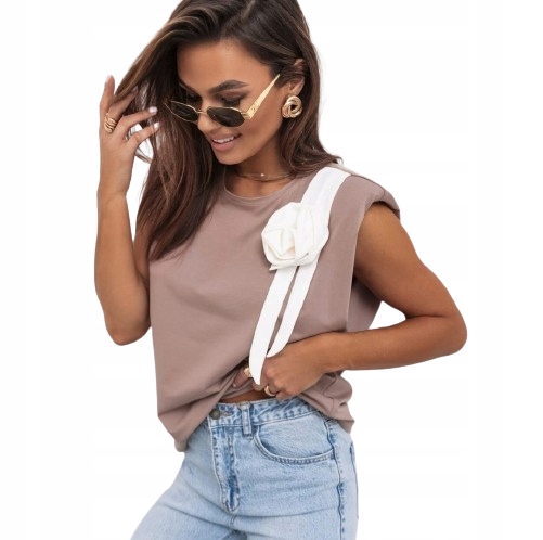 Cocomore Tričko Košile s polštářky Béžová s Bílou růží 38/M