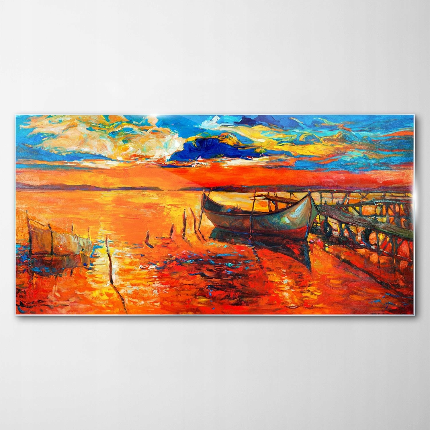 

Obraz Szklany Dekor Zachód Słońca Statek 120x60