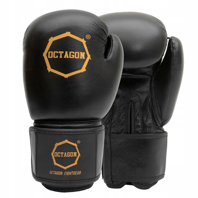 Boxerské rukavice Octagon Royal Leather Černo-zlaté 10 Oz