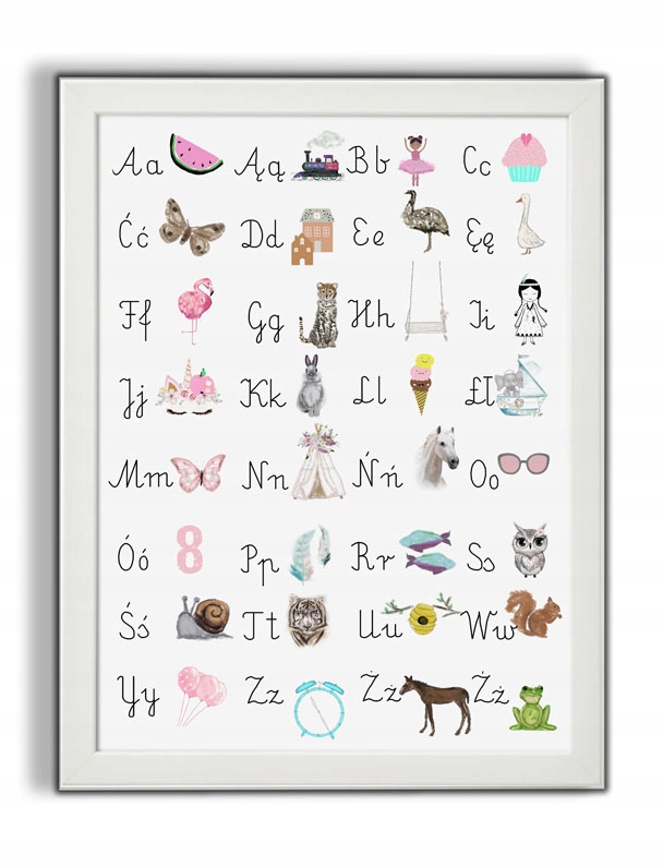 

Dziewczynka alfabet plakat edukacyjny pisany a4