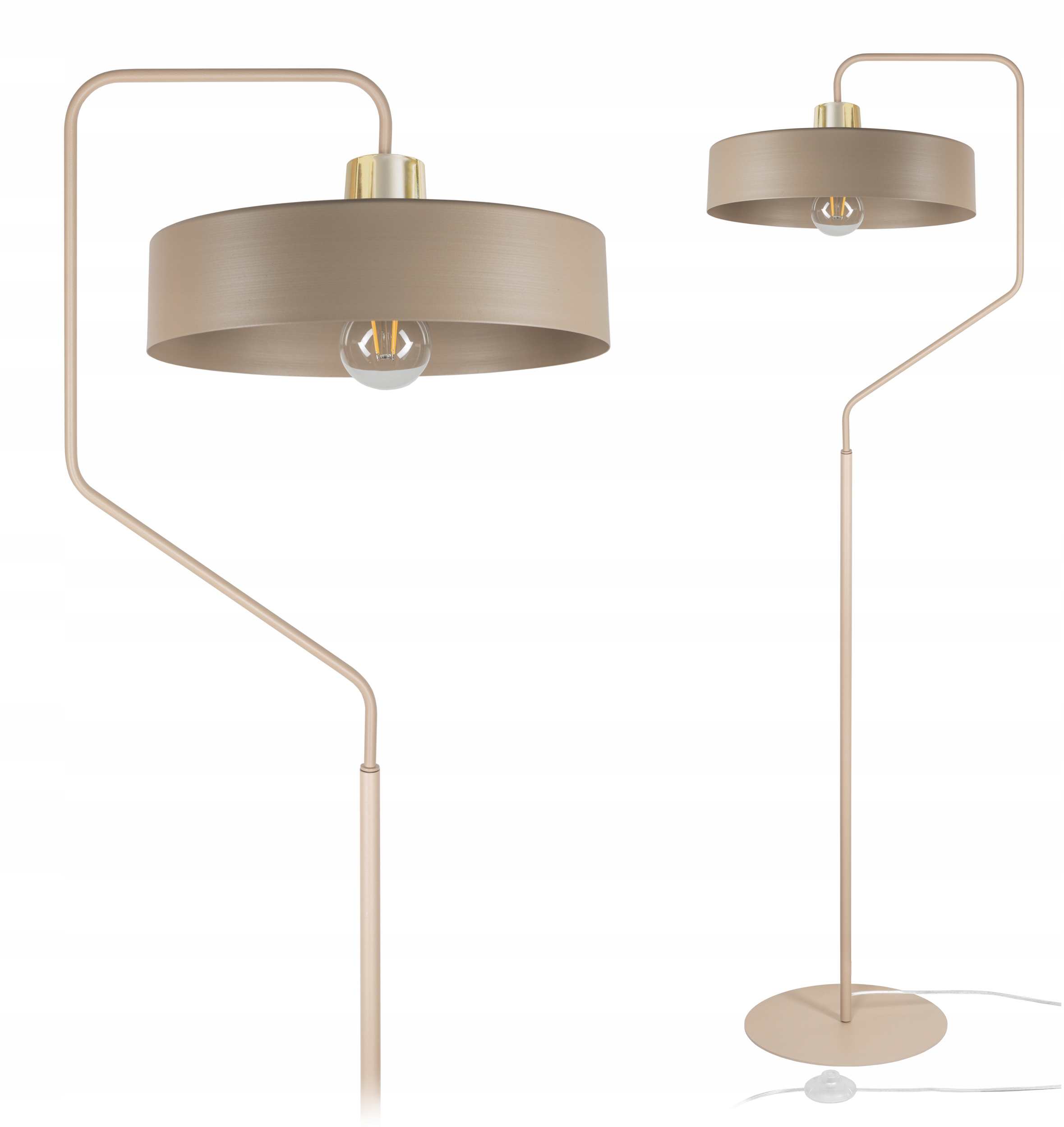 Moderní podlahová lampa E27 60 W béžová, zlatá