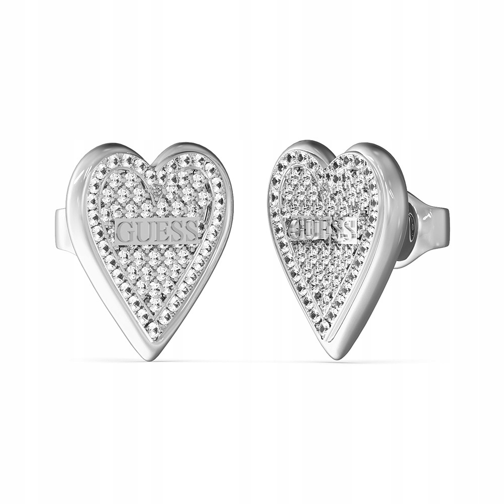 Náušnice dámské stříbrné Guess zirkon srdce