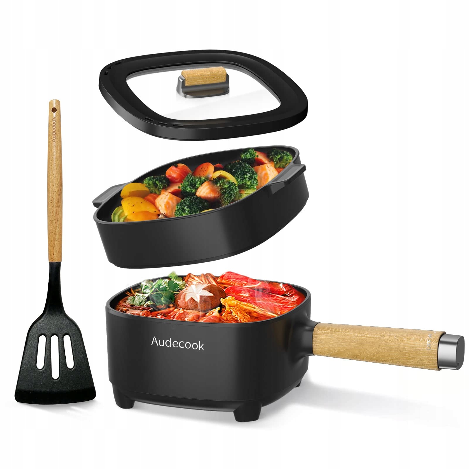 AUDECOOK Elektryczny Garnek 2L z Parowarem Antyadhezyjny Multicooker — miniatura 2