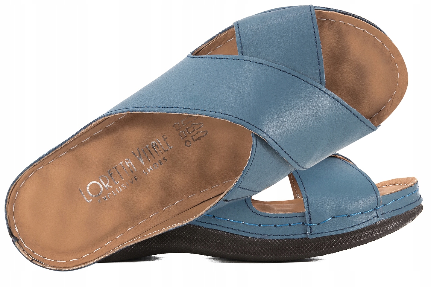 Dámské kožené Nazouváky Loretta Vitale 1604 modré džíny 41