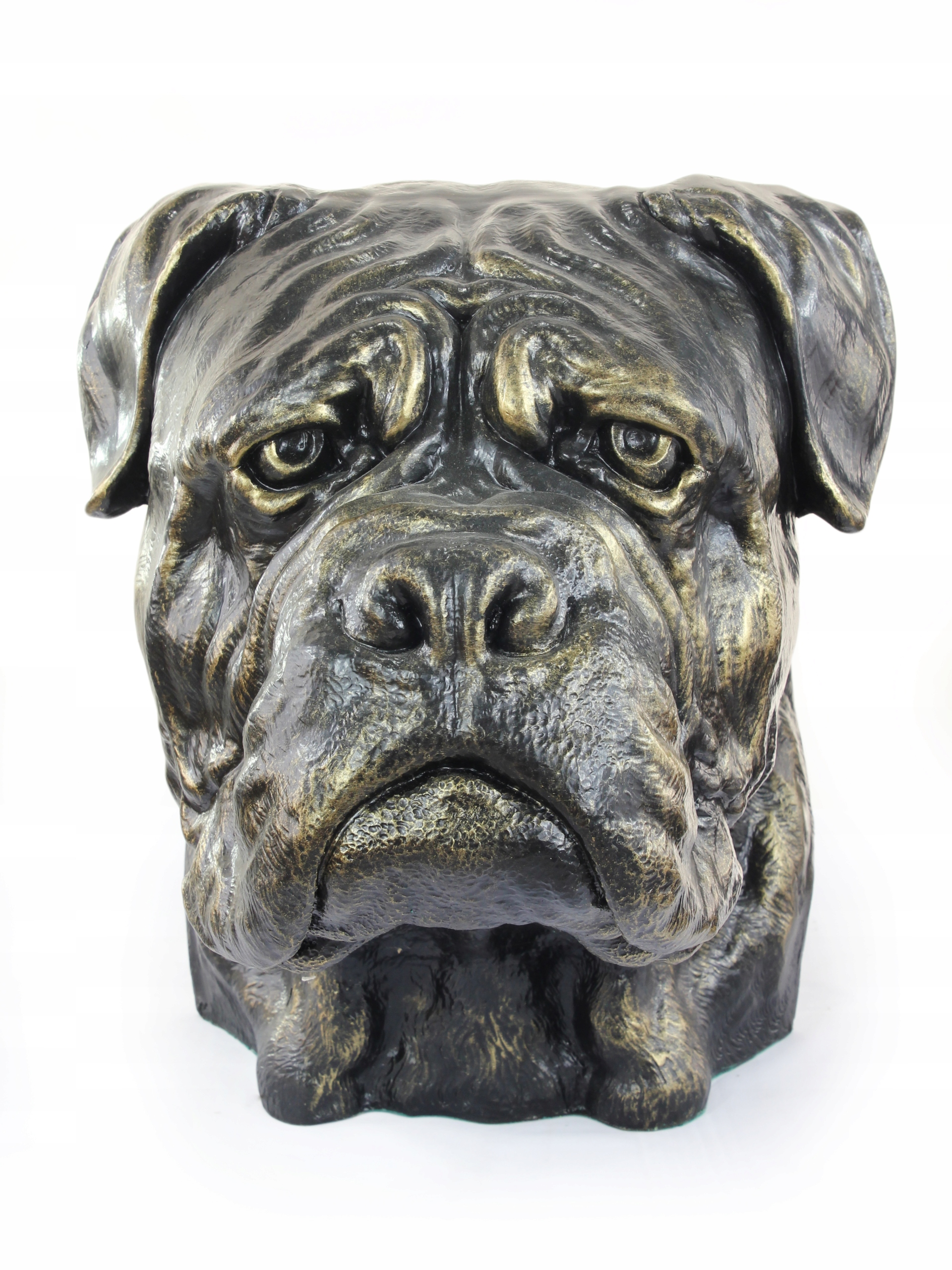 Bullmastiff veľká hlava psa, socha, socha do interiéru domu, hotela a záhrady